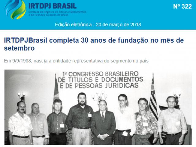 IRTDPJBrasil completa 30 anos de fundação no mês de setembro