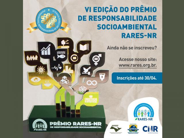 Anoreg-BR: Abertas as inscrições para o VI Prêmio de Responsabilidade Social RARES-NR