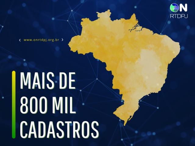Central ONRTDPJ ultrapassa a marca de 800 mil cadastros no Brasil