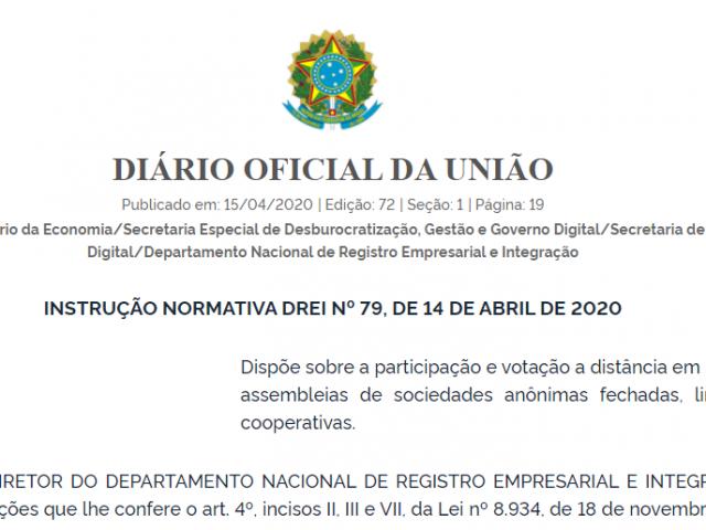 Publicada Instrução Normativa sobre participação e votação a distância em reuniões e assembleias