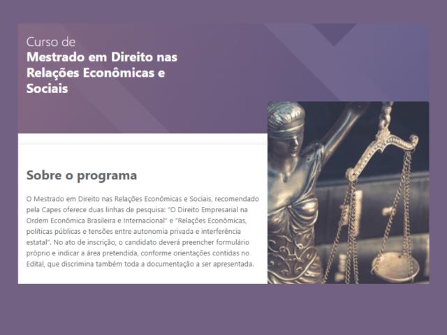 Associados ao IRTDPJBrasil têm desconto no Mestrado em Direito nas Relações Econômicas e Sociais